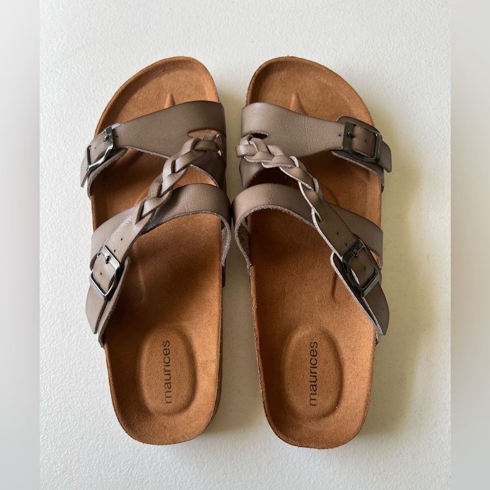 Maurice's  women’s Slide On Gray
Sandals Size 9.5